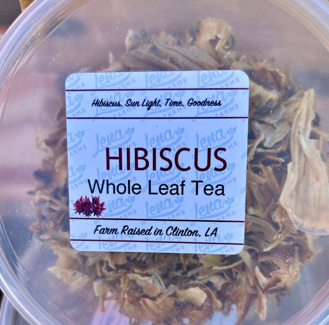 White whole leaf  Hibiscus tea 2oz, in reusable tub